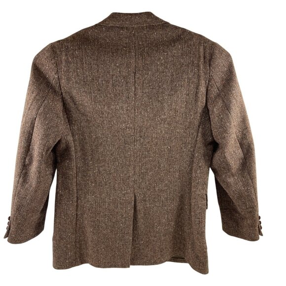 Vintage Mens Brown Wool Tweed Blazer Jacket 2-Button Classic Fit Retro Style 42R - Picture 2 of 7